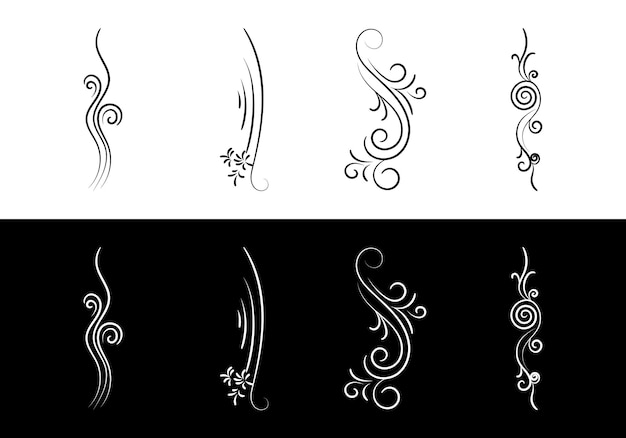 Conjunto de ilustración vectorial de caligrafía de borde y divisores monogramas decorativos y decorativos