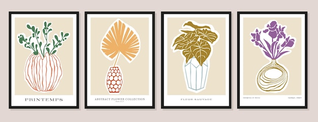 Conjunto de ilustración vectorial de carteles imprimibles botánicos