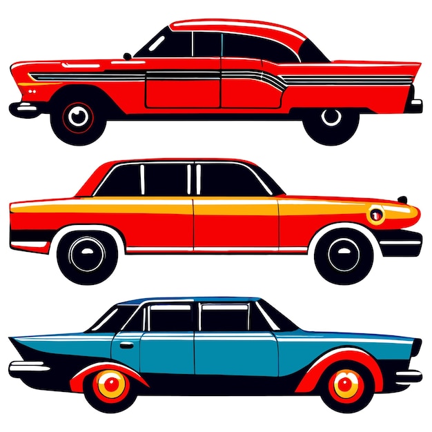 Vector conjunto de ilustración vectorial de coches retro