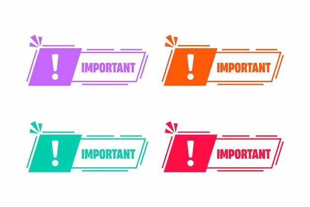 Conjunto de ilustración vectorial Etiqueta importante Banner web moderno