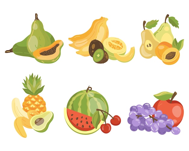 Conjunto de ilustración vectorial de frutas