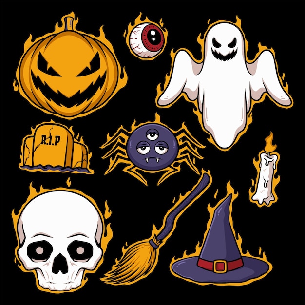 Conjunto de ilustración vectorial de halloween