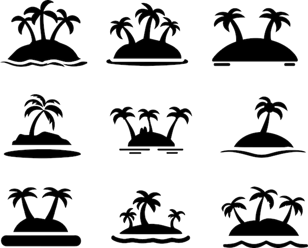 Conjunto de ilustración vectorial de icono de isla del grupo 2