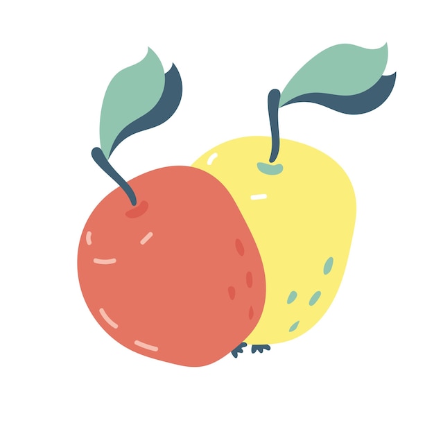 Vector conjunto de ilustración vectorial de manzanas. manzanas rojas y amarillas.