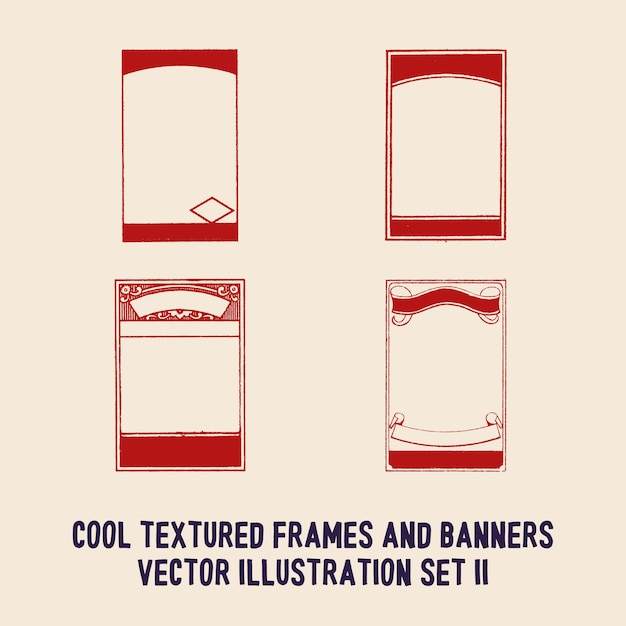 Conjunto de ilustración vectorial de marcos y pancartas con textura fresca 2