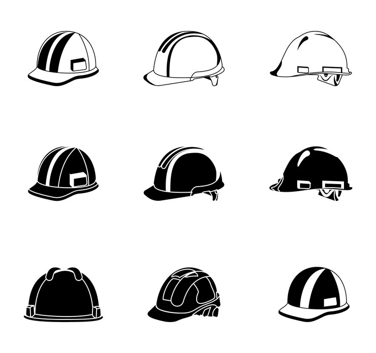 Conjunto de ilustración vectorial de sombrero duro con arte de clip con fondo blanco y símbolo aislado de sombreado duro