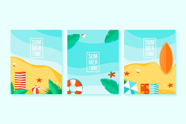 Vector conjunto de ilustración de verano plano