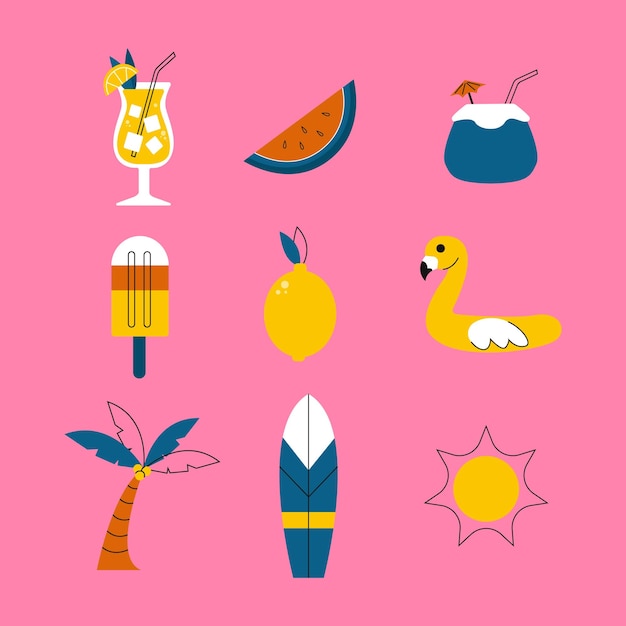Vector conjunto de ilustración de verano