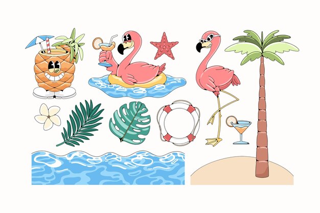 Conjunto de ilustración de verano