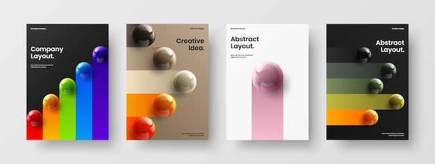 Conjunto de ilustración de volante de bolas 3D simple