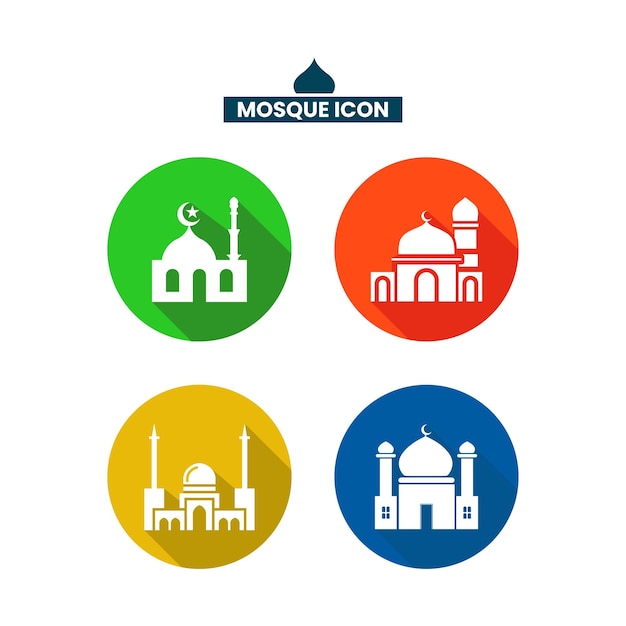 Conjunto de ilustraciones de 4 elementos de mezquita.