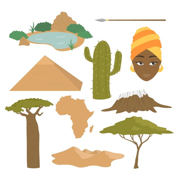Vector conjunto de ilustraciones africanas