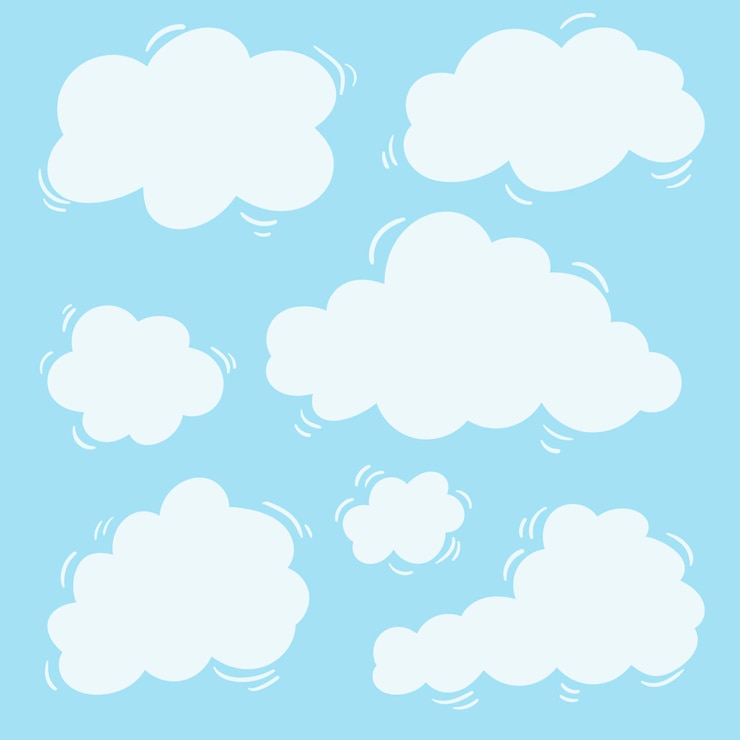 Vector conjunto de ilustraciones aisladas de vectores de dibujos animados de nubes
