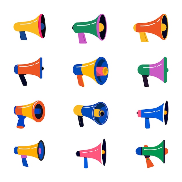 Conjunto de ilustraciones de altavoces vectoriales perfecto para el diseño creativo y las necesidades de marketing