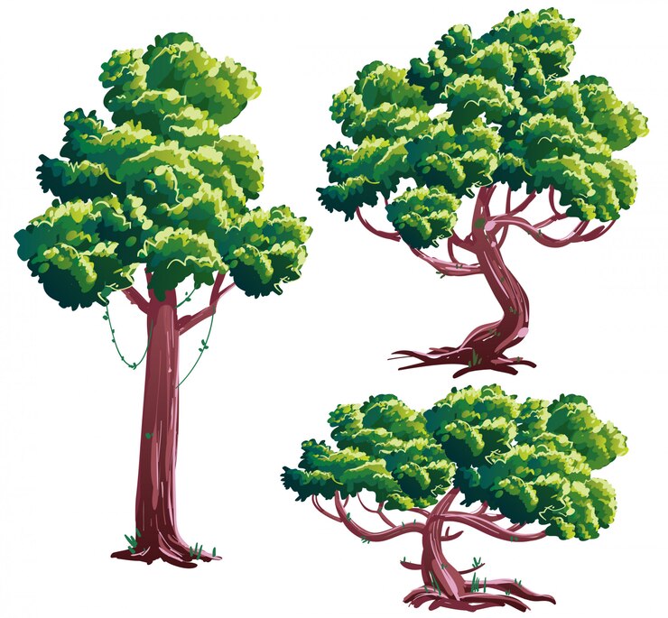 Conjunto de ilustraciones de árboles