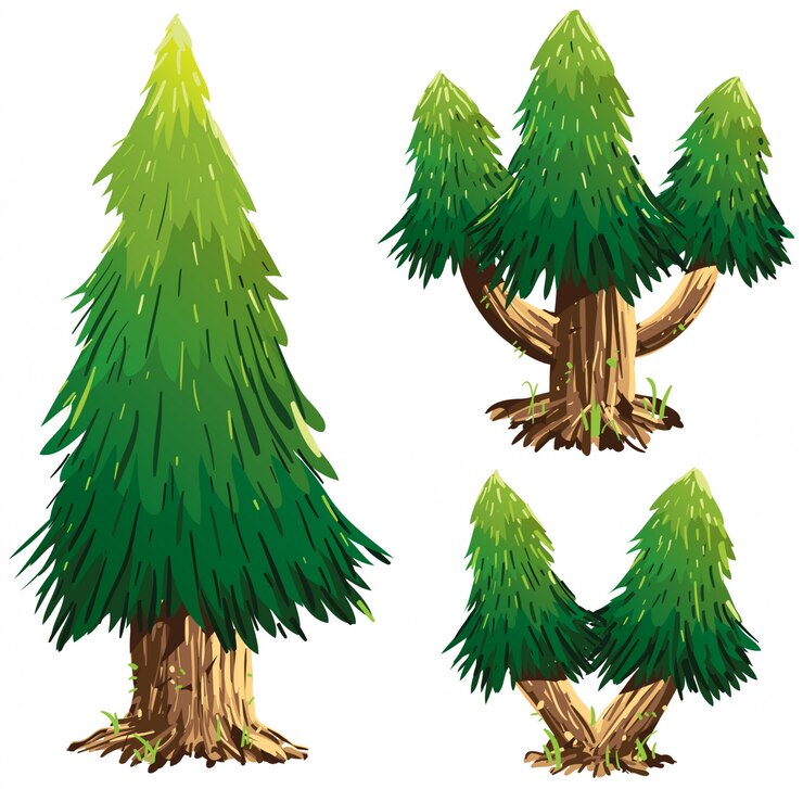 Conjunto de ilustraciones de árboles