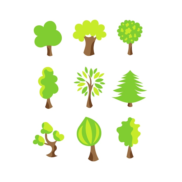 conjunto de ilustraciones de árboles