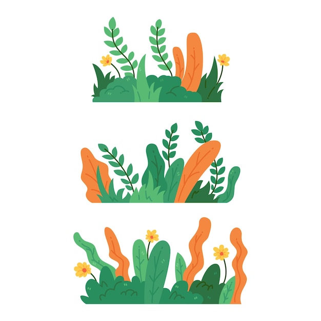 Conjunto de ilustraciones de arbustos planos y bonitos
