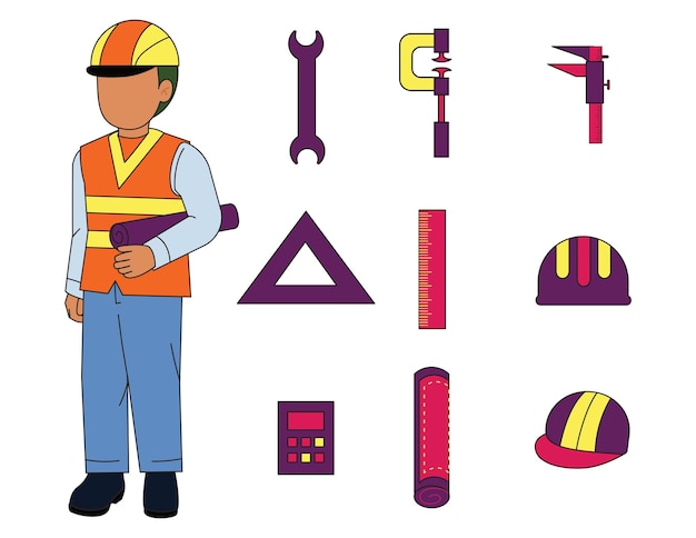 Conjunto de ilustraciones de arquitectos y constructores