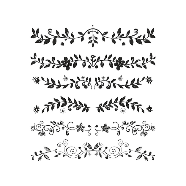 conjunto de ilustraciones de arte vectorial de colores de flores negras