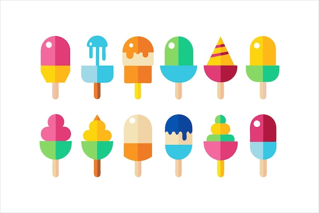 Un conjunto de ilustraciones de arte vectorial de helados modernos