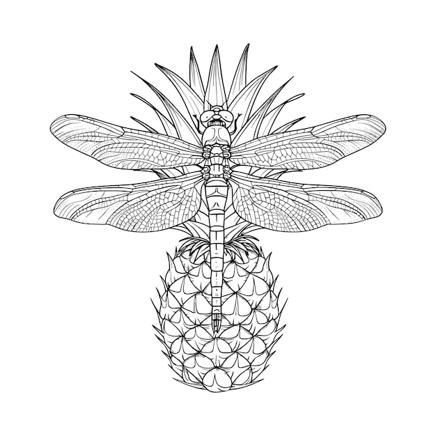 conjunto de ilustraciones de arte vectorial de piña de color negro