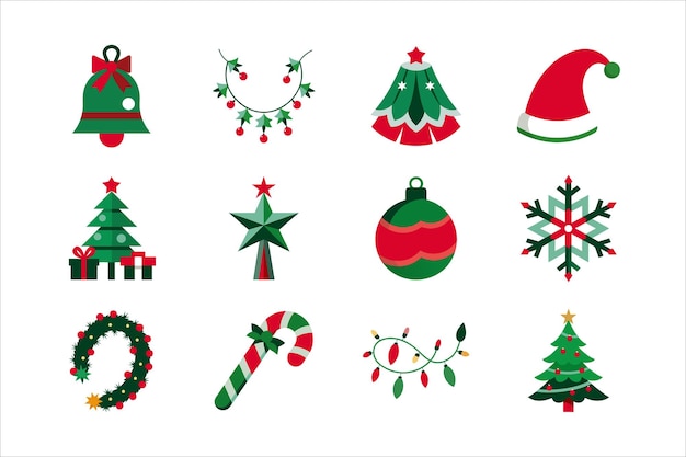 El conjunto de ilustraciones artísticas vectoriales de Navidad