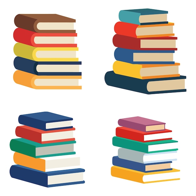 Conjunto de ilustraciones artísticas vectoriales de la pila de libros