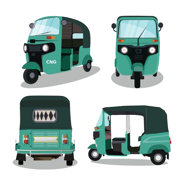 conjunto de ilustraciones de auto rickshaw.