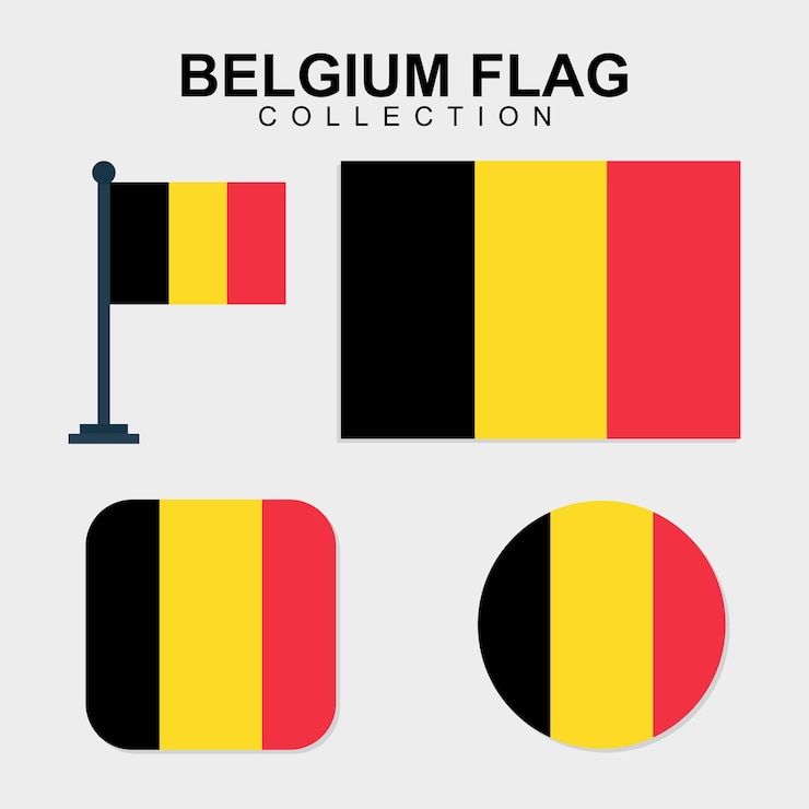 Vector conjunto de ilustraciones de la bandera de bélgica