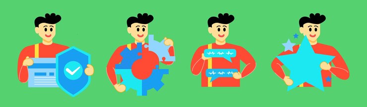 Vector conjunto de ilustraciones de business concept colección de escenas con el hombre participando en actividades comerciales