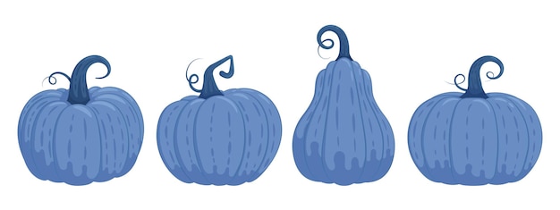 Conjunto de ilustraciones de calabaza azul