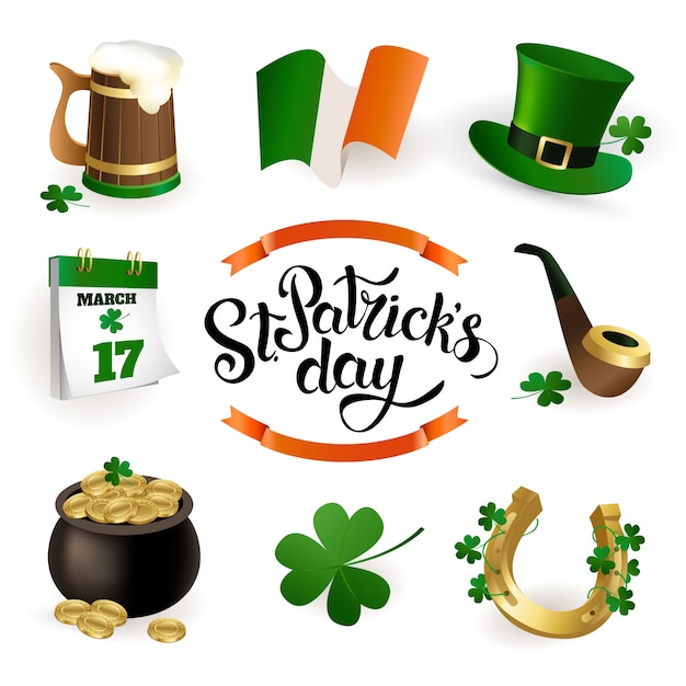 Conjunto de ilustraciones para celebrar el día de san patricio