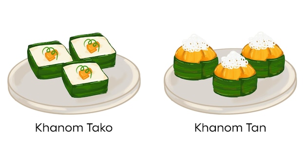 Conjunto de ilustraciones de la cocina nacional tradicional de Tailandia