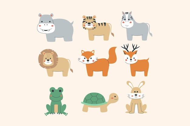 Conjunto de ilustraciones de colecciones de animales de zoológico