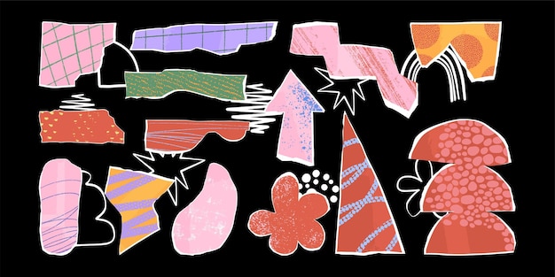 Conjunto de ilustraciones de collage de papel abstracto