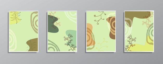 Conjunto de ilustraciones en color neutro vintage minimalistas creativas dibujadas a mano para pared