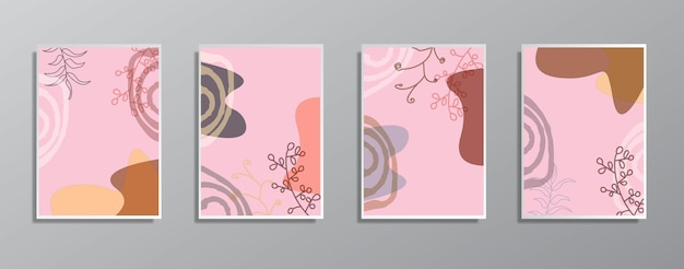 Conjunto de ilustraciones de colores neutros vintage dibujadas a mano minimalistas creativas para pared para tarjeta de regalo póster en la página de inicio de plantilla de póster de pared ui ux banner de libro de portada