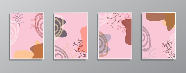 Conjunto de ilustraciones de colores neutros vintage dibujadas a mano minimalistas creativas para pared para tarjeta de regalo Póster en la página de inicio de plantilla de póster de pared ui ux banner de libro de portada