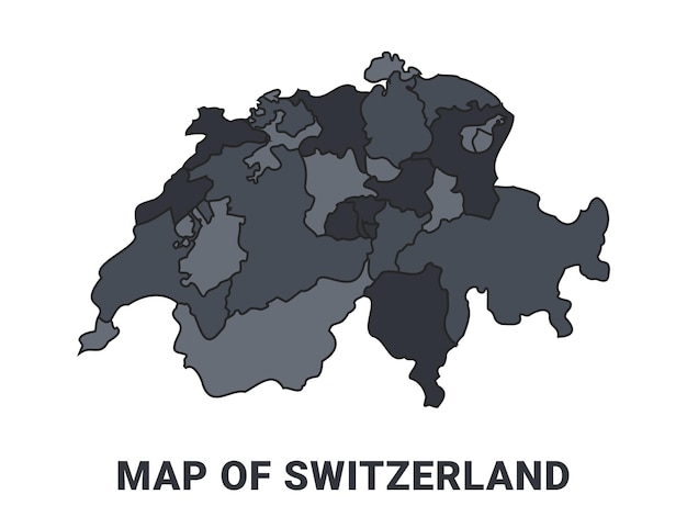 conjunto de ilustraciones de contorno vectorial plano del mapa del país de Suiza