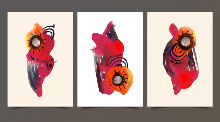 Vector conjunto de ilustraciones creativas minimalistas pintadas a mano para la decoración de paredes.