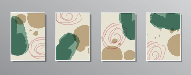 Conjunto de ilustraciones creativas minimalistas pintadas a mano para pared para tarjeta de regalo Póster en la página de inicio de plantilla de póster de pared