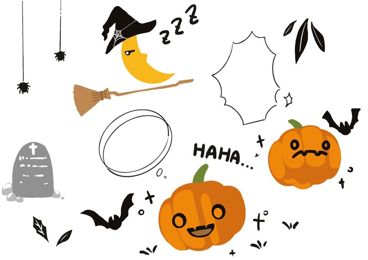 Conjunto de ilustraciones dibujadas a mano de la calabaza feliz de Halloween para pegatinas o carteles de marketing con temas navideños