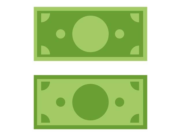Conjunto de ilustraciones de dibujos de billetes de dinero verde Elementos vectoriales Clip art