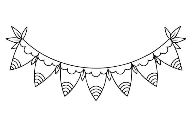 Conjunto de ilustraciones de dibujos vectoriales de guirnaldas mexicanas sobre fondo blanco