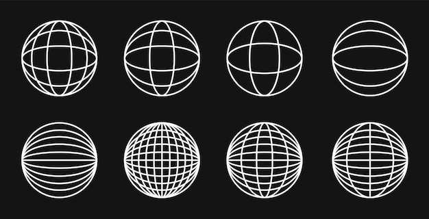 Conjunto de ilustraciones de esferas de cuadrícula de globo