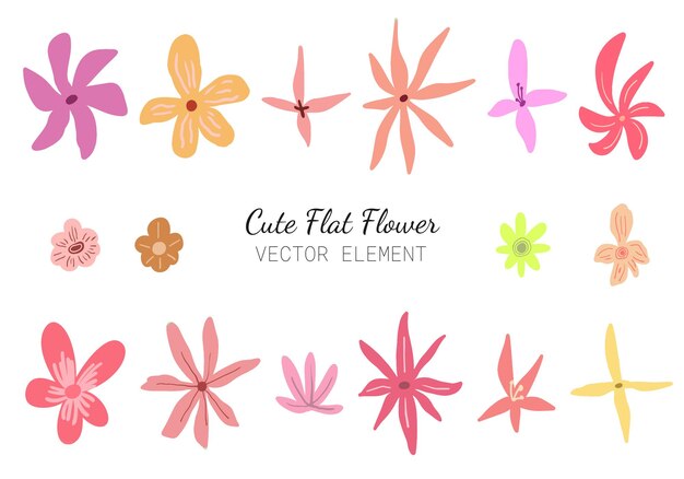 conjunto de ilustraciones de flores planas y lindas de acuarela vectorial