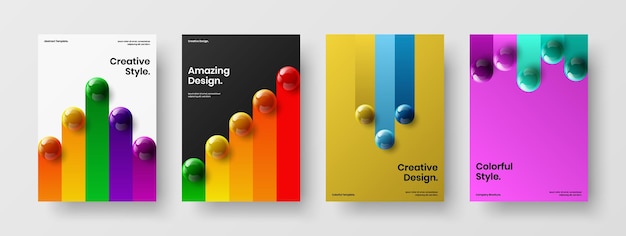 Conjunto de ilustraciones de folletos de esferas de moda 3D