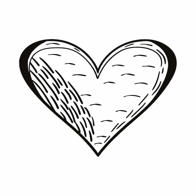 conjunto de ilustraciones en forma de corazón dibujado a mano monocromático