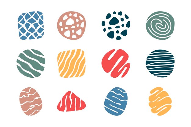 Conjunto de ilustraciones de formas simples dibujadas a mano